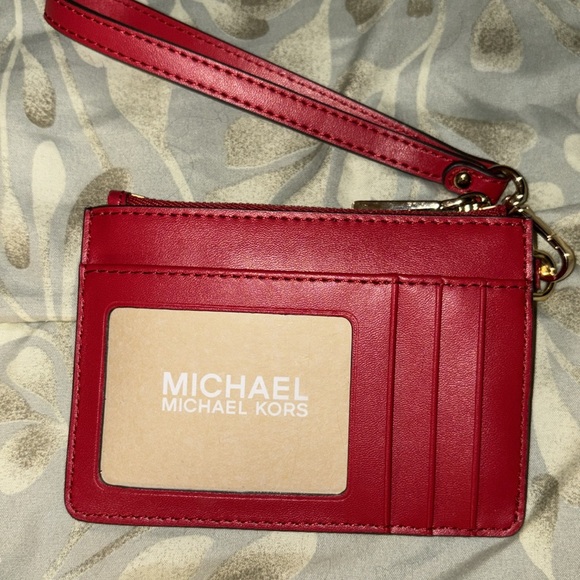 NWOT Michael Kors Leather and Glitter Wallet Wristlet Keychain - Picture 4 of 10